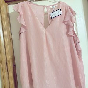 Sparkly women’s top, 1X, soft pink